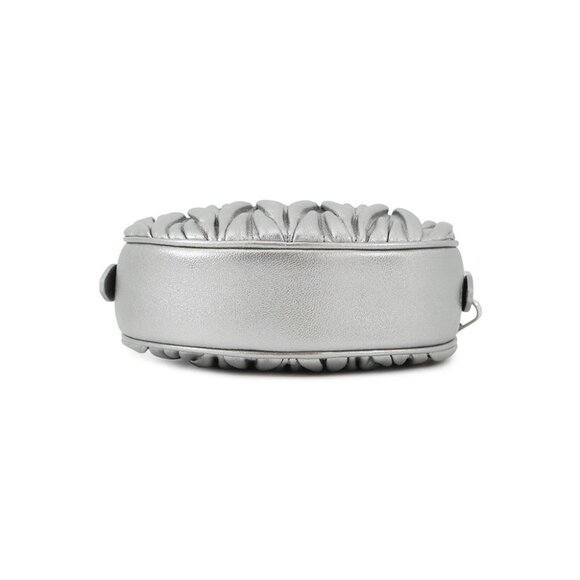 MIUMIU Matelassé Round Shoulder Bag Leather Silver 5BH191 - Picture 3 of 9
